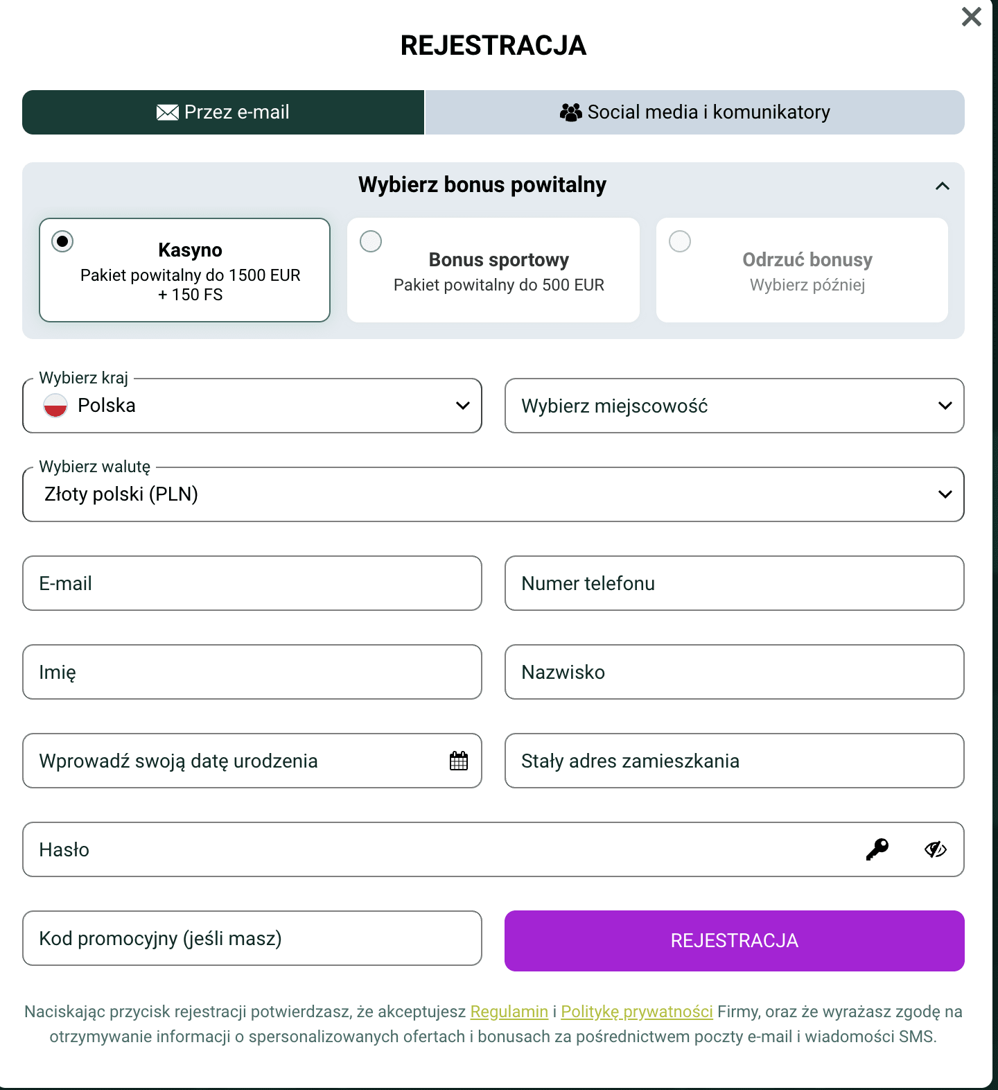 spinbetter rejestracja