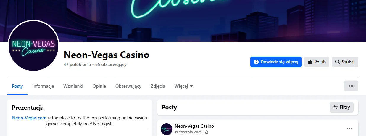 Neon Vegas w Social Mediach