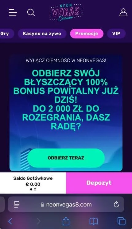 Neon Vegas Logowanie Mobilne