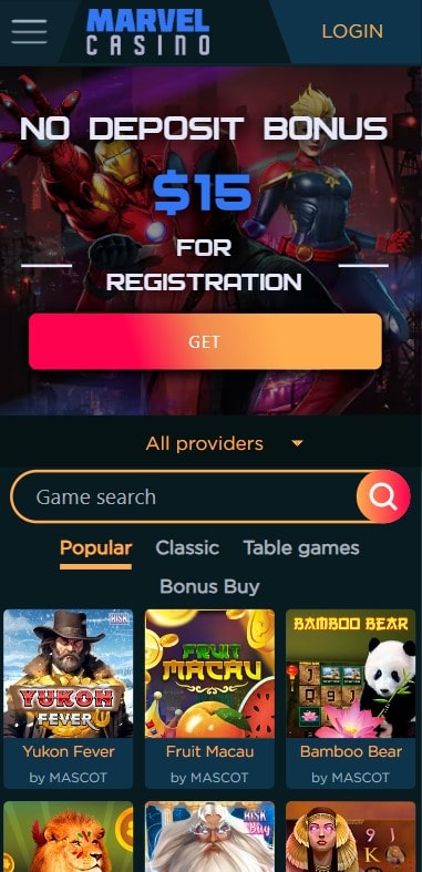 marvel main page