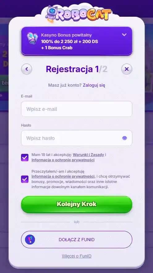 robocat rejestracja