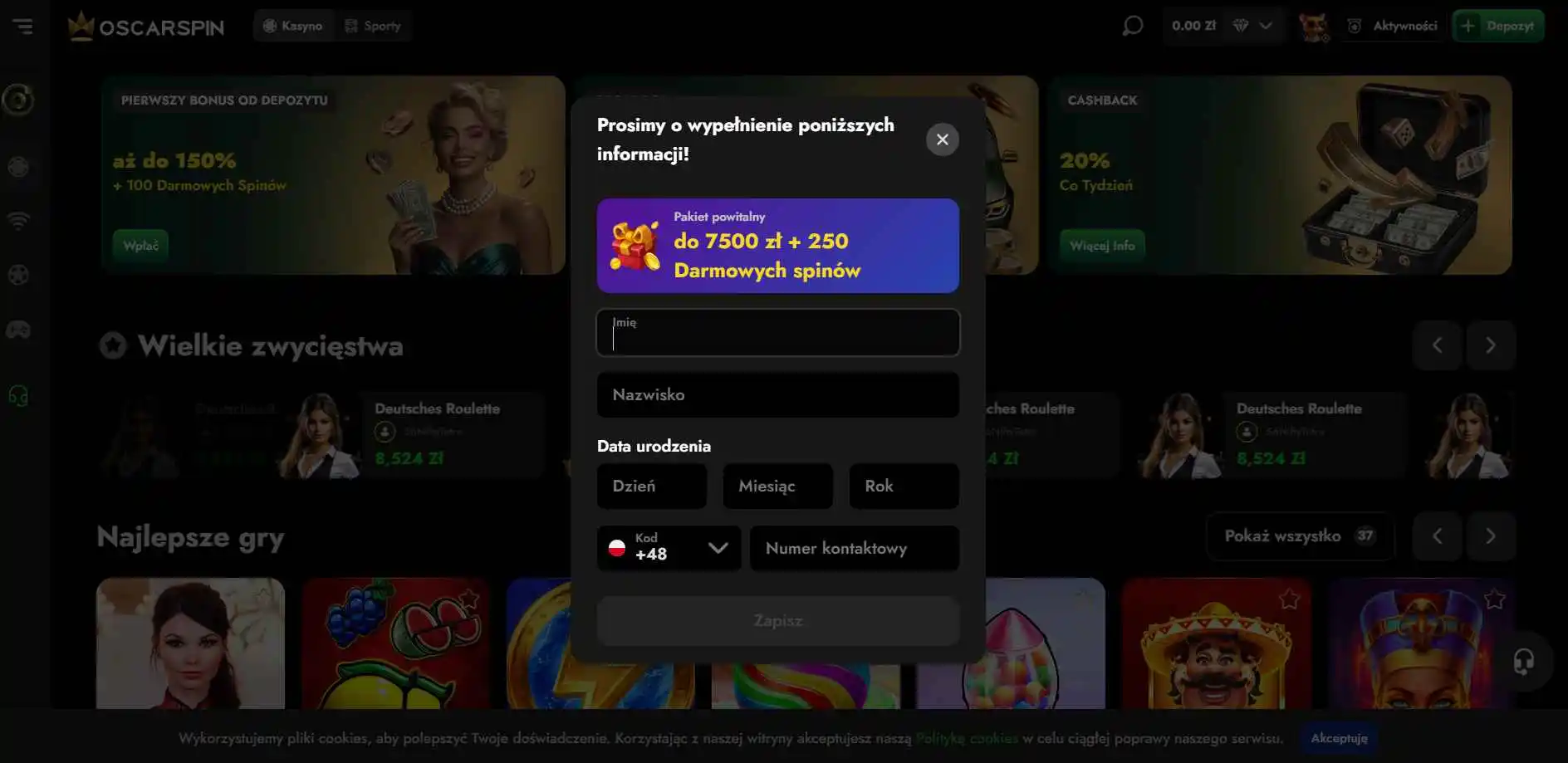 oscarspin casino rejestracja2